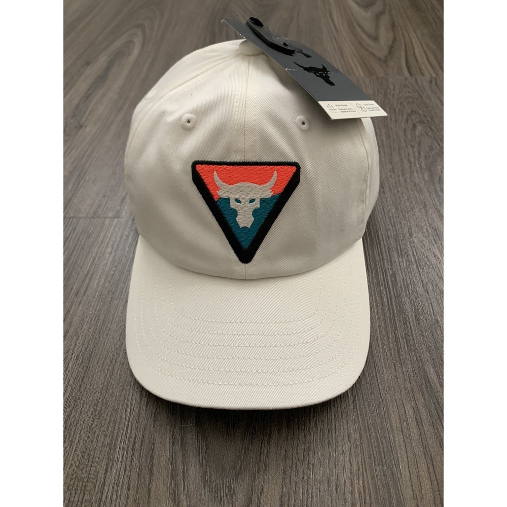Under Armour Project Rock‎ Hat Kids Adjustable Free Fit PR Brahma Bull Ivory